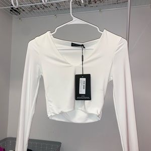 pretty little thing white long sleeve second skin!